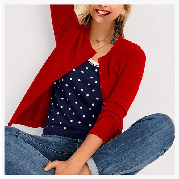 Red Cardigan Sweater - Picture 2 of 5